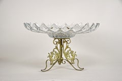 Art Nouveau Fire-Gilt Brass Centerpiece with Glass Bowl, France circa 1910