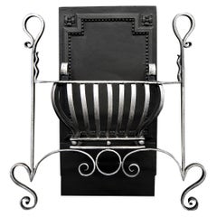 Art Nouveau Firegrate with Scrolled Legs & Uprights