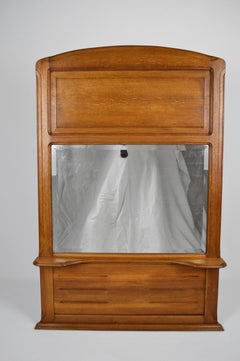 Miroir de cheminée Art Nouveau en Oak, France, vers 1910