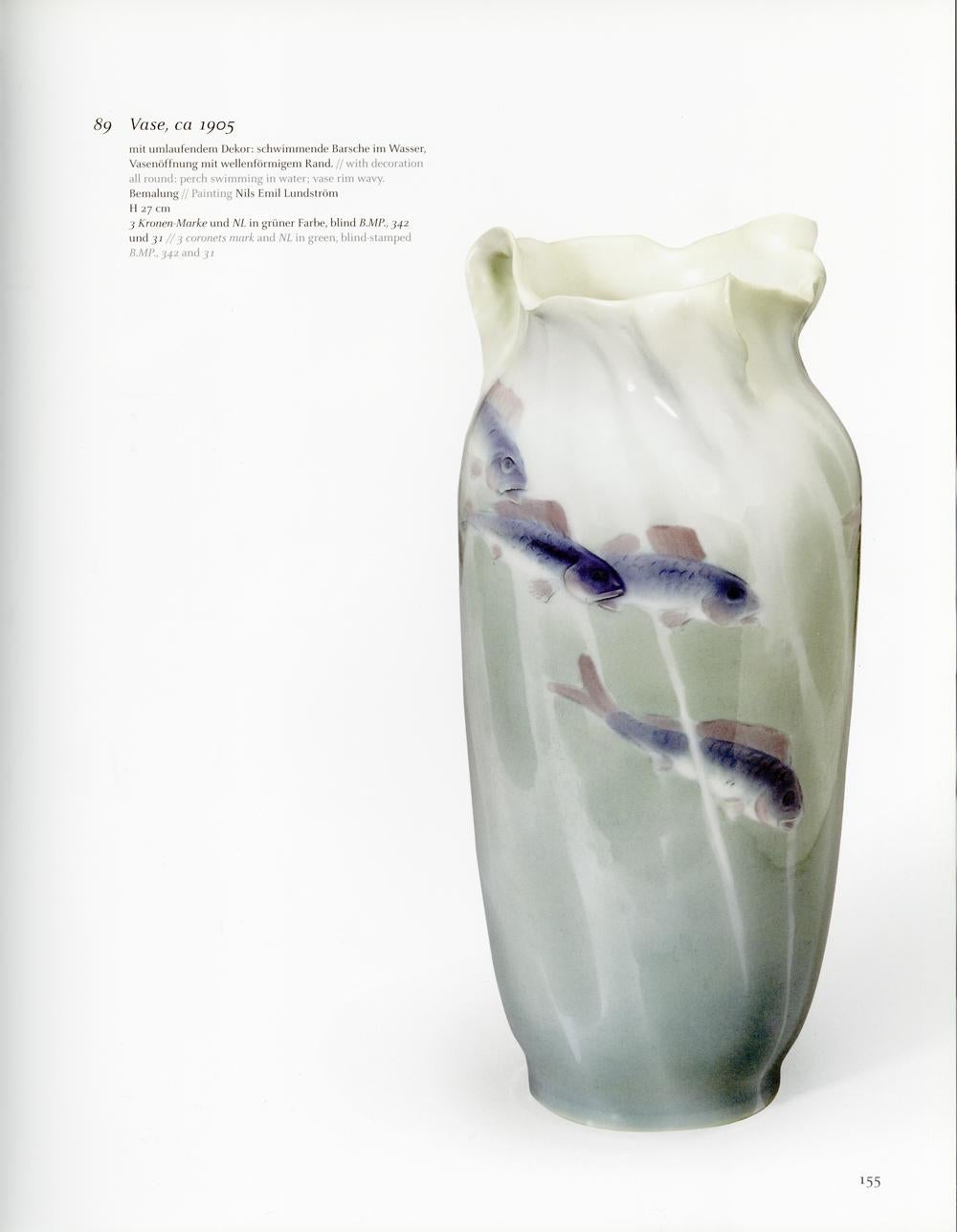 Vaso a forma di pesce in stile Art Nouveau di Matheus Pettersson & Nils Emil Lundström per Rörstrand in vendita 7