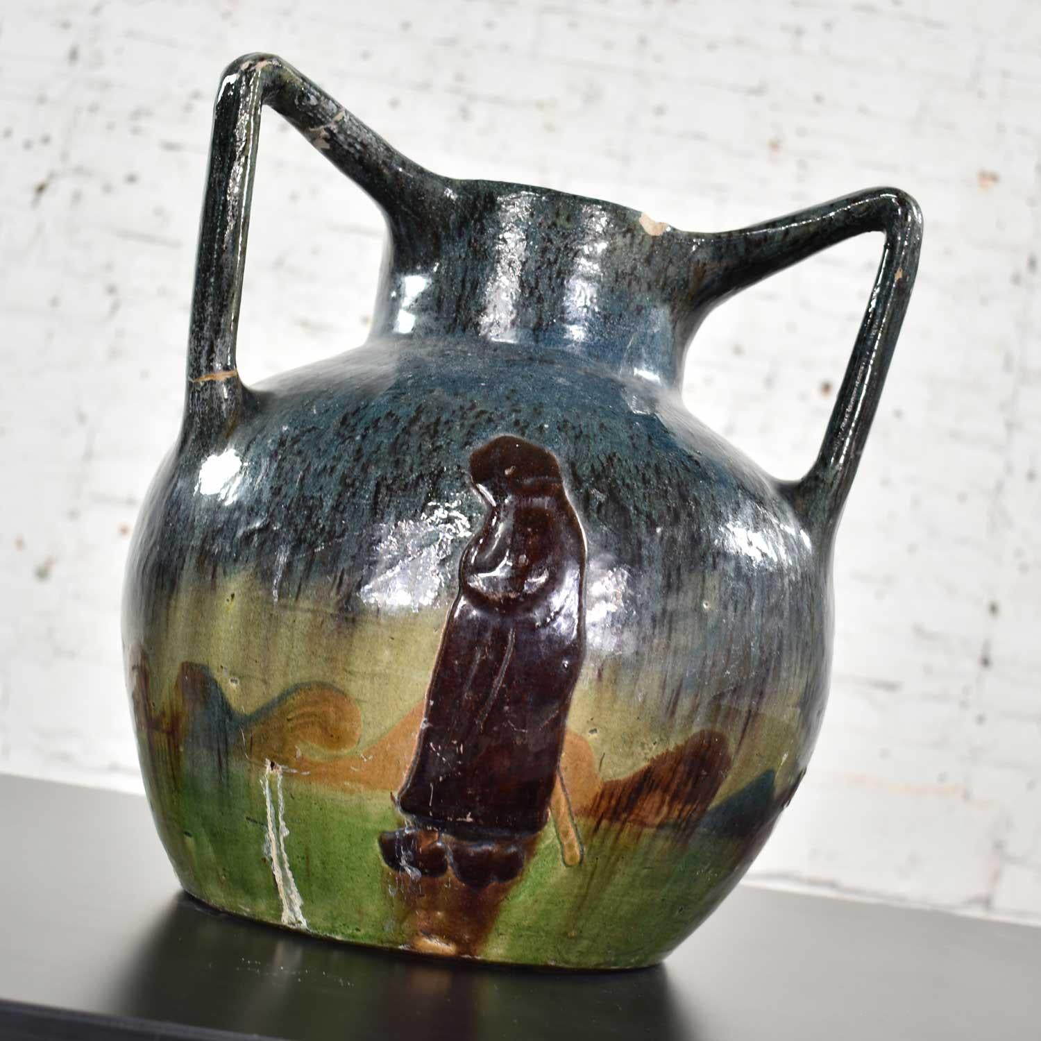 Belgian Art Nouveau Flemish Earthenware Three Handled Vase by Leo Maes Vereenooghe For Sale