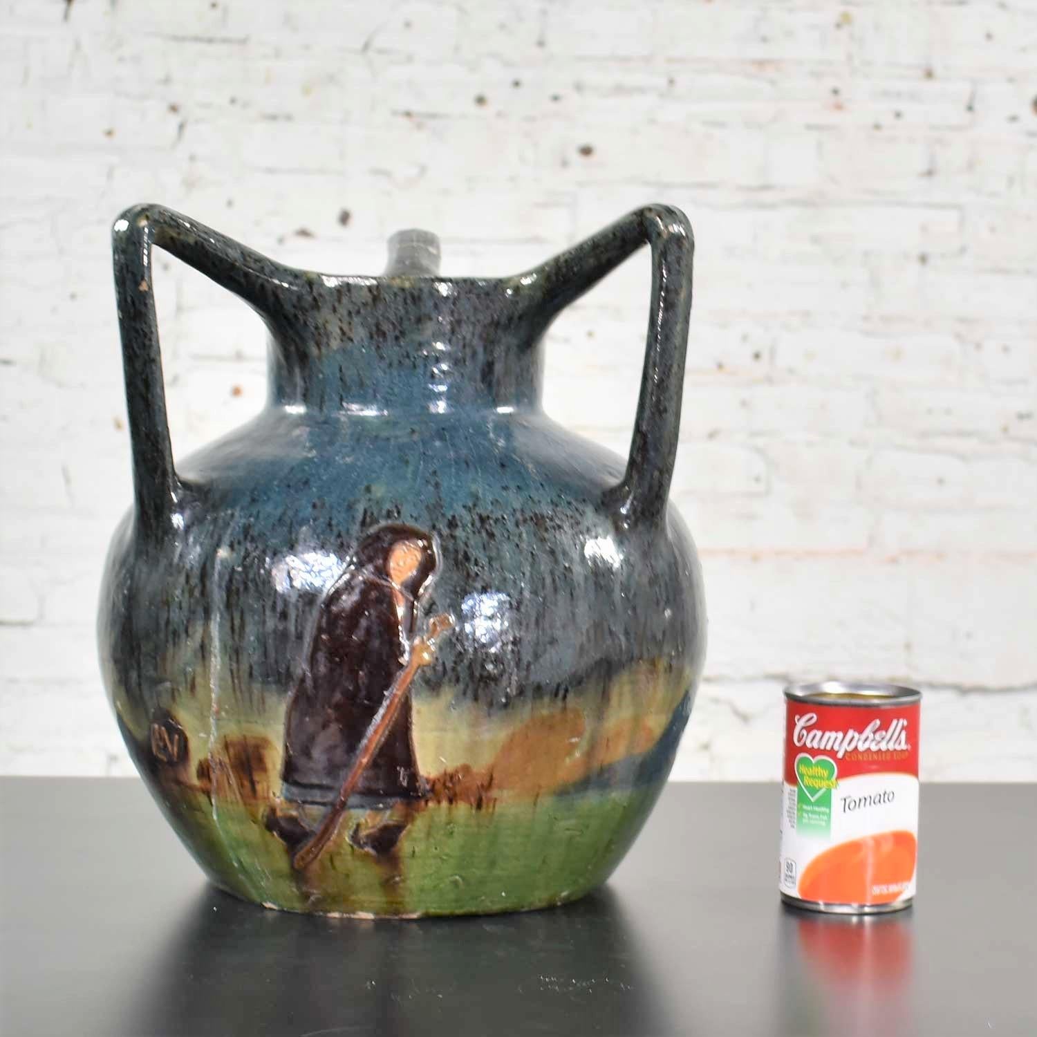 Cotto Vaso a tre manici in terracotta fiamminga Art Nouveau di Leo Maes Vereenooghe in vendita