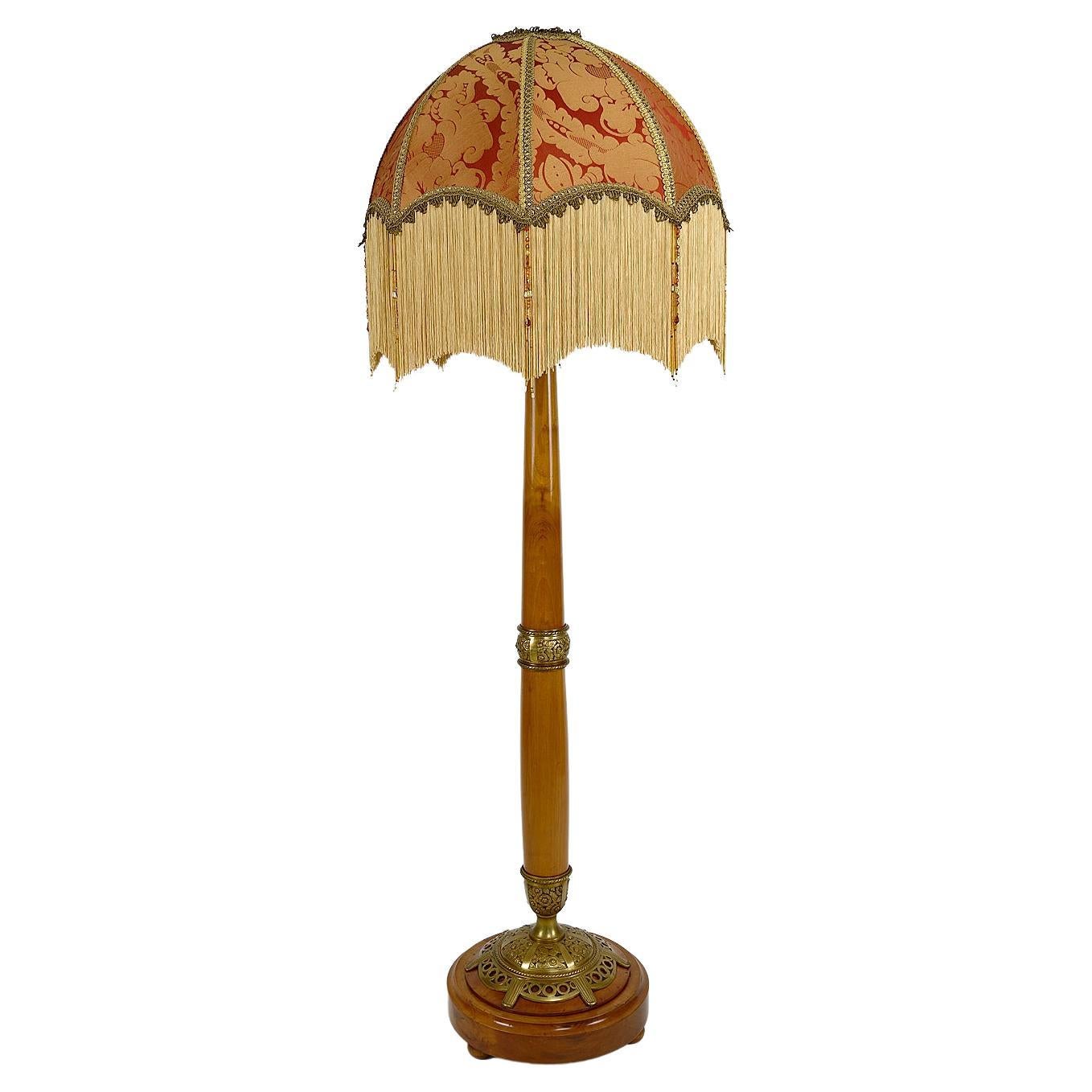 Jugendstil-Stehlampe aus Kirschbaumholz von Paul Follot, Frankreich, um 1920