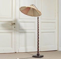 Art Nouveau Floor Lamp with Twisted Wood Stand, 1940s