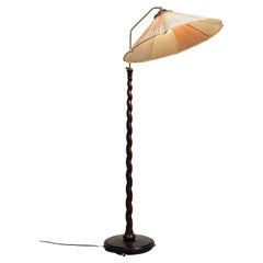 Art Nouveau Floor Lamp with Twisted Wood Stand, 1940s