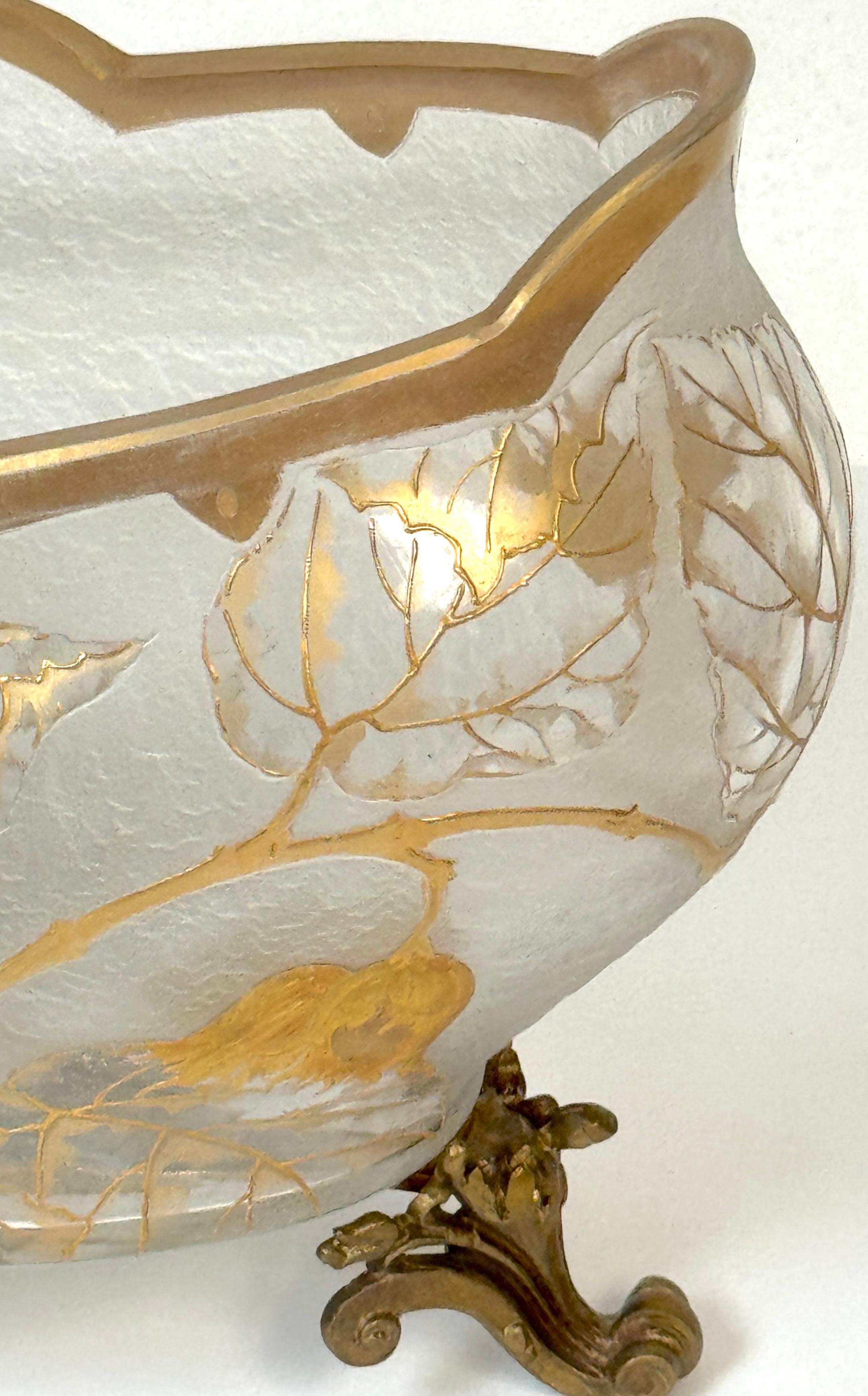 Belle Époque Art Nouveau Floral  Acid-Etched Centerpiece Attributed St. Louis, France C 1900 For Sale