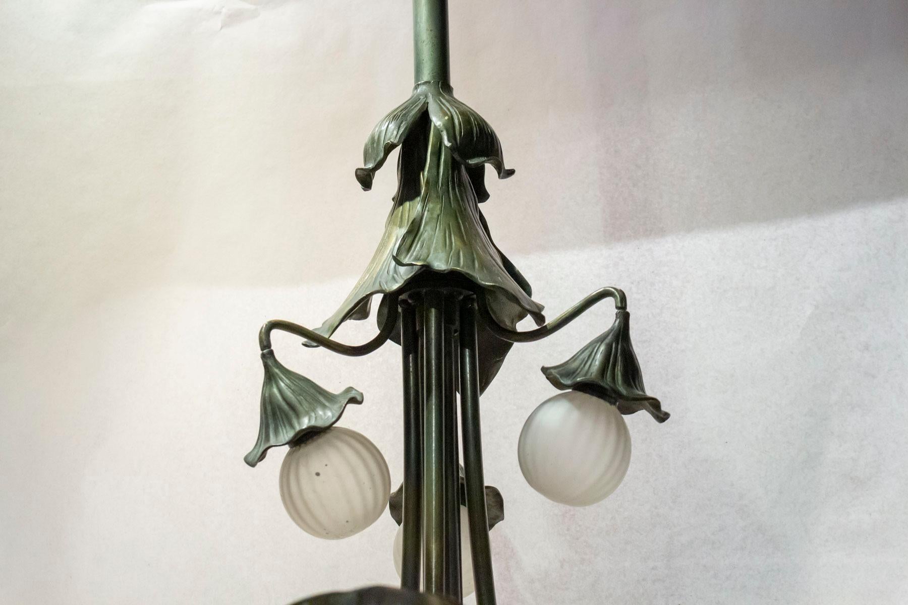 Art Nouveau Floral Chandelier, Designed by Jean Auguste Dampt, 1900 5