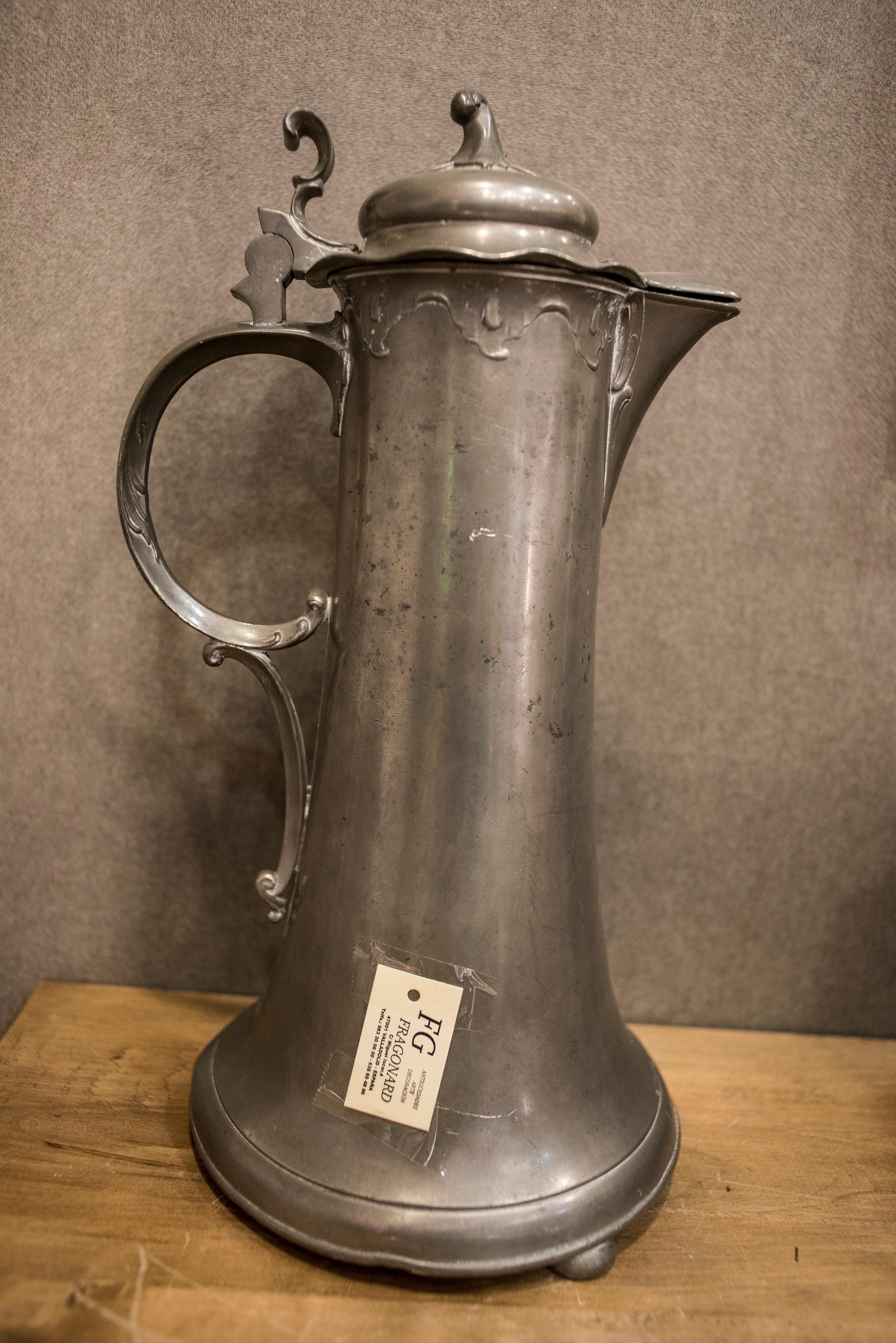 Art Nouveau German Tankard Floral Motif Pewter Kayserzinn , Initials , Marks 3