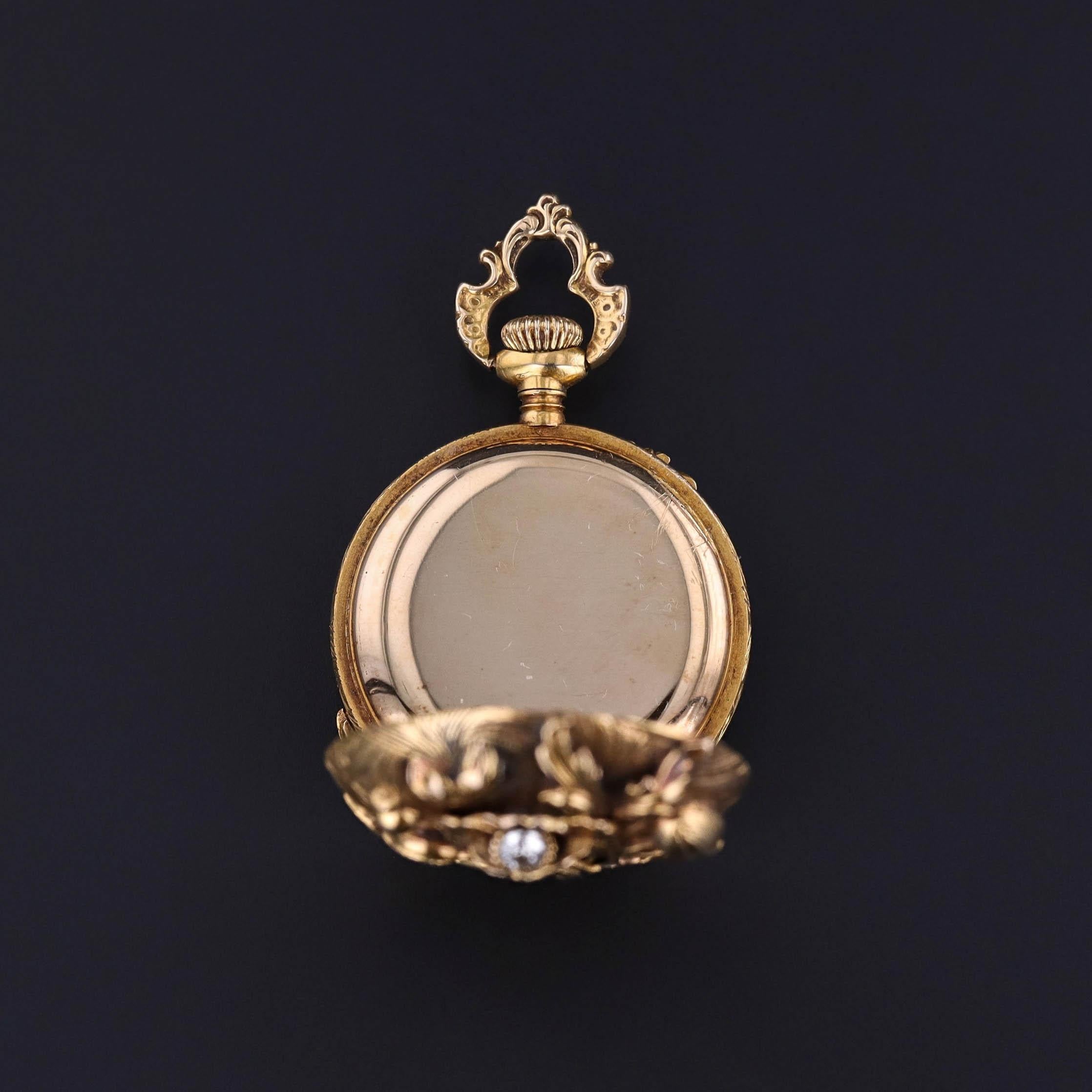 Taille vieille Europe Art Nouveau Floral Pocket Watch of 14k Gold en vente