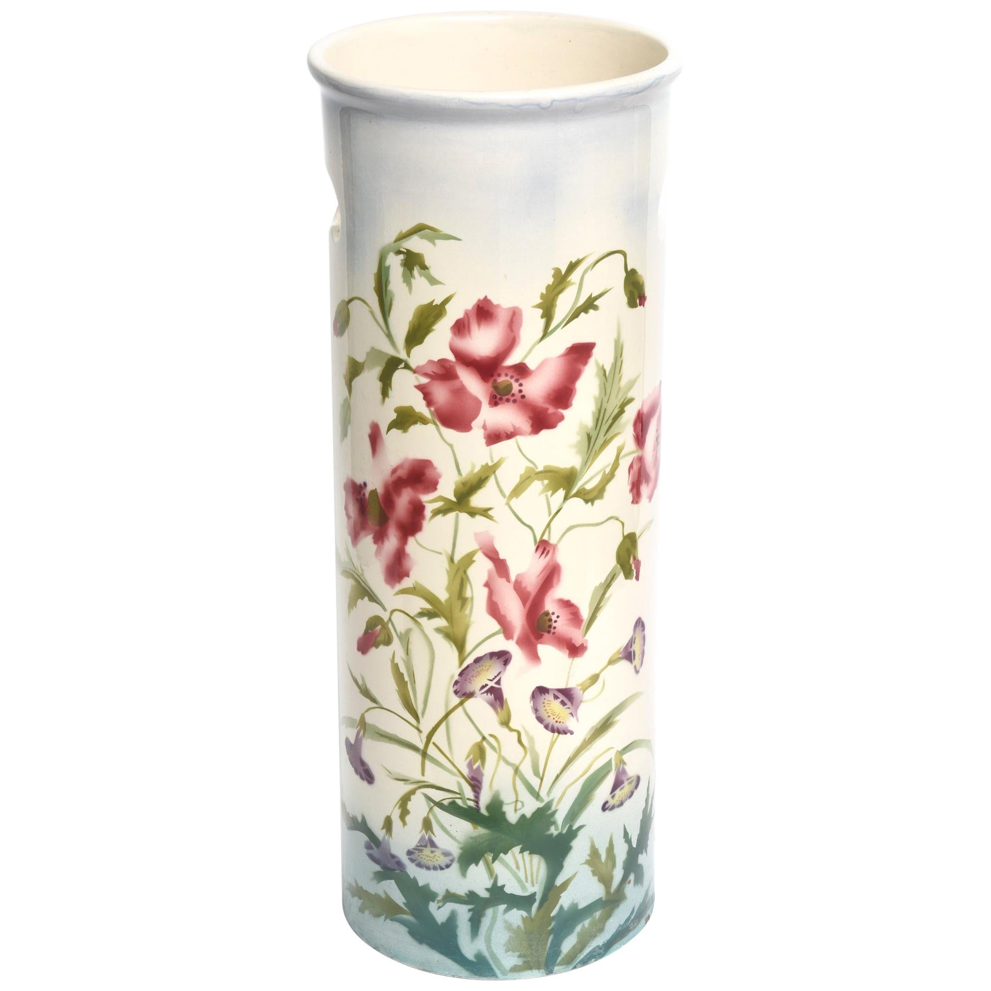 Art Nouveau Floral Porcelain Umbrella Stand Cane Holder at 1stDibs