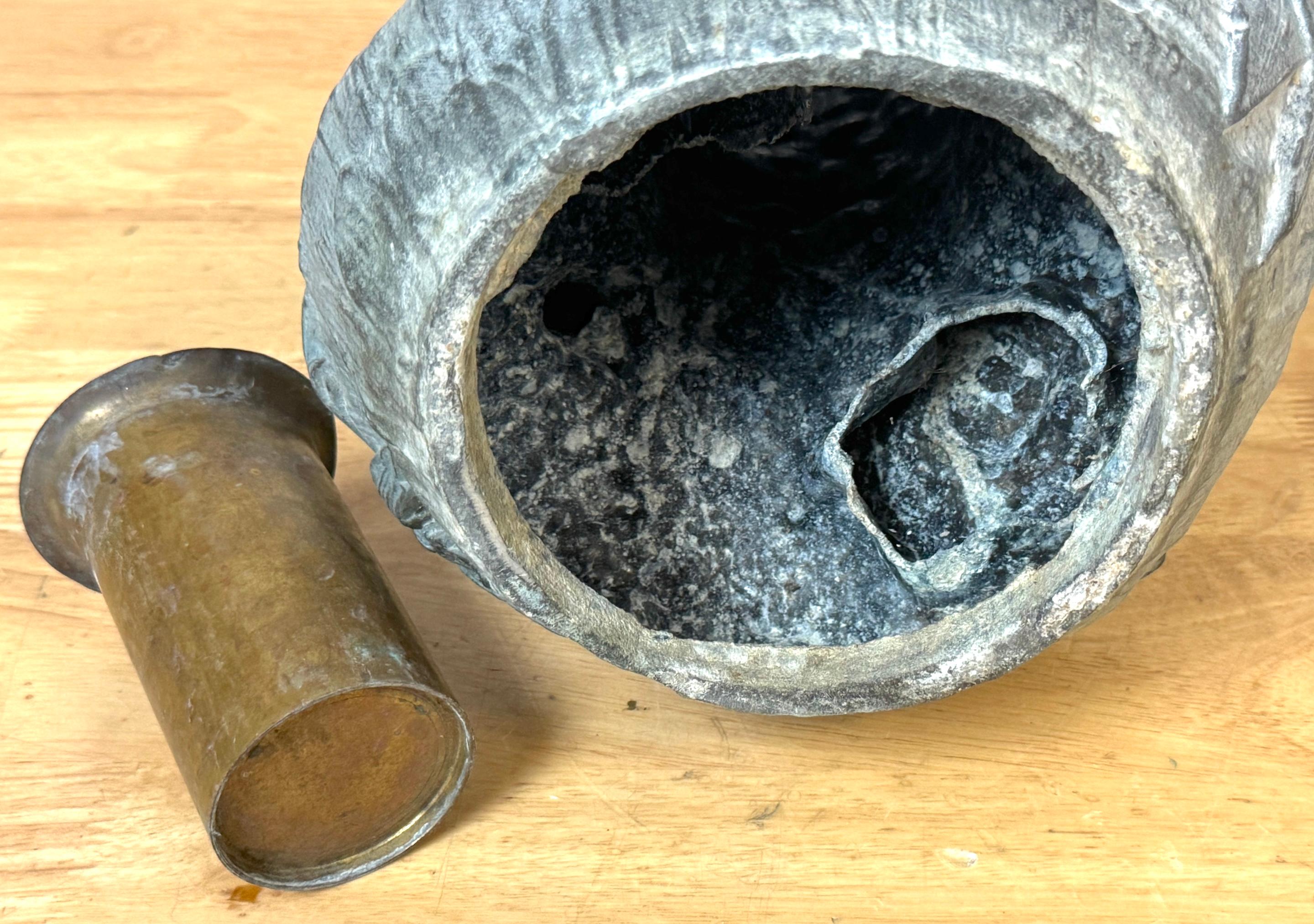 Art Nouveau Floral Relief Vase in Cast Zinc, Attributed to Kayserzinn, C. 1900s For Sale 10