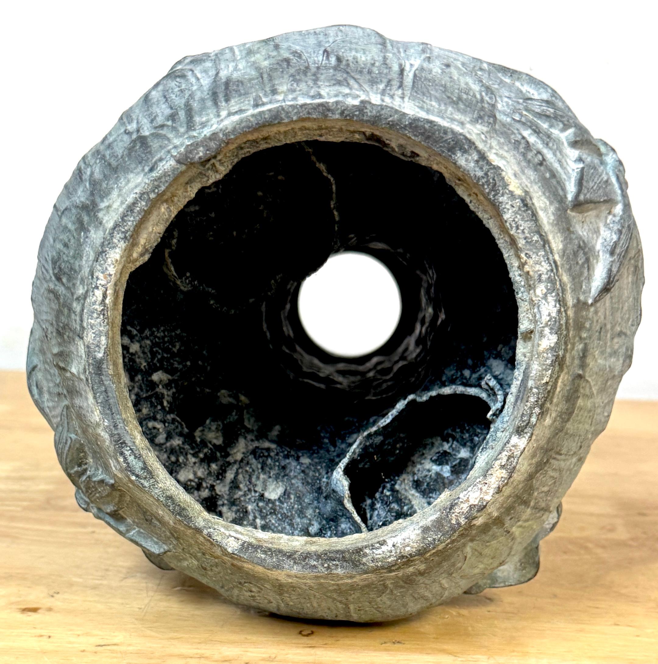 Art Nouveau Floral Relief Vase in Cast Zinc, Attributed to Kayserzinn, C. 1900s For Sale 11