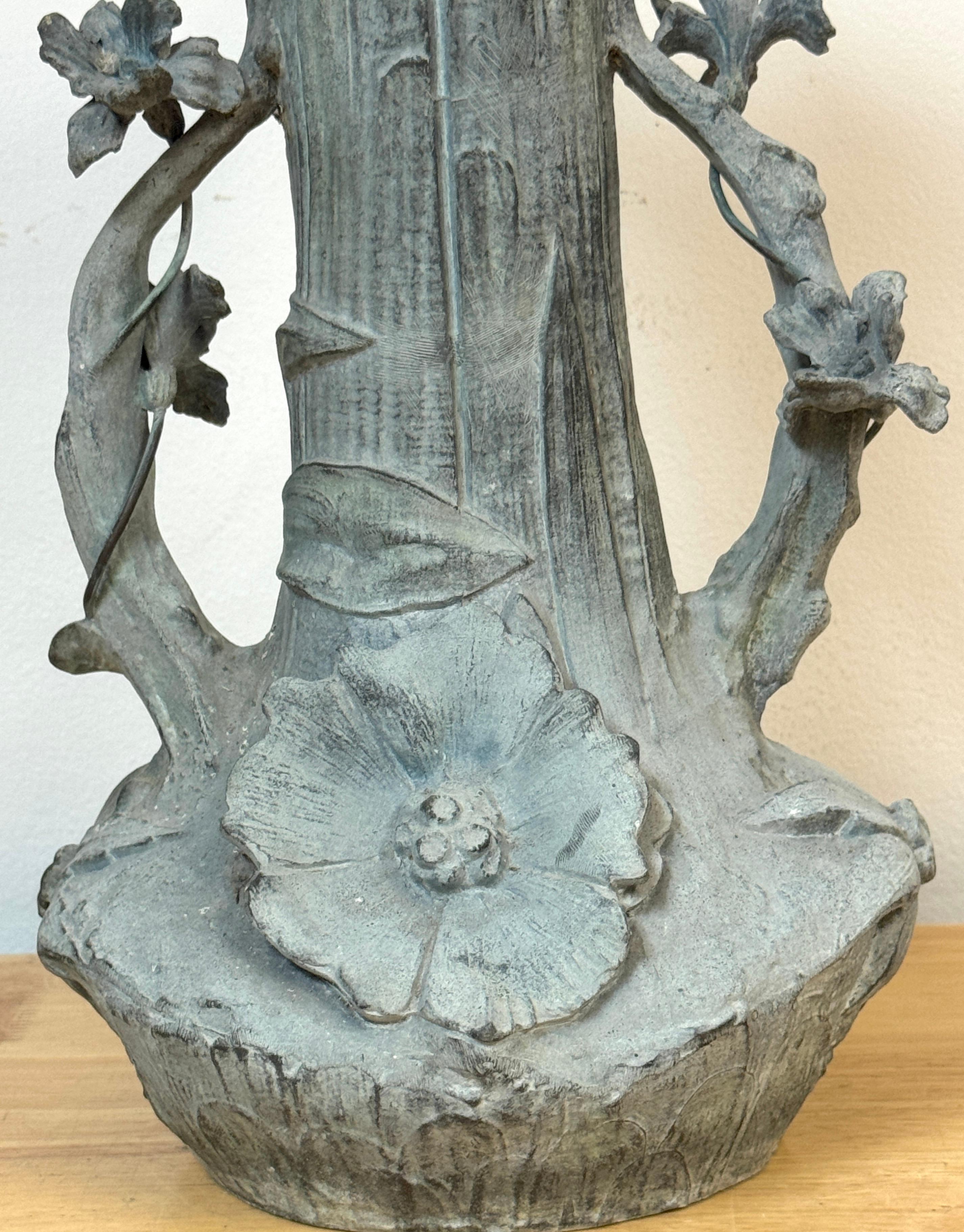 Art Nouveau Floral Relief Vase in Cast Zinc, Attributed to Kayserzinn, C. 1900s For Sale 1
