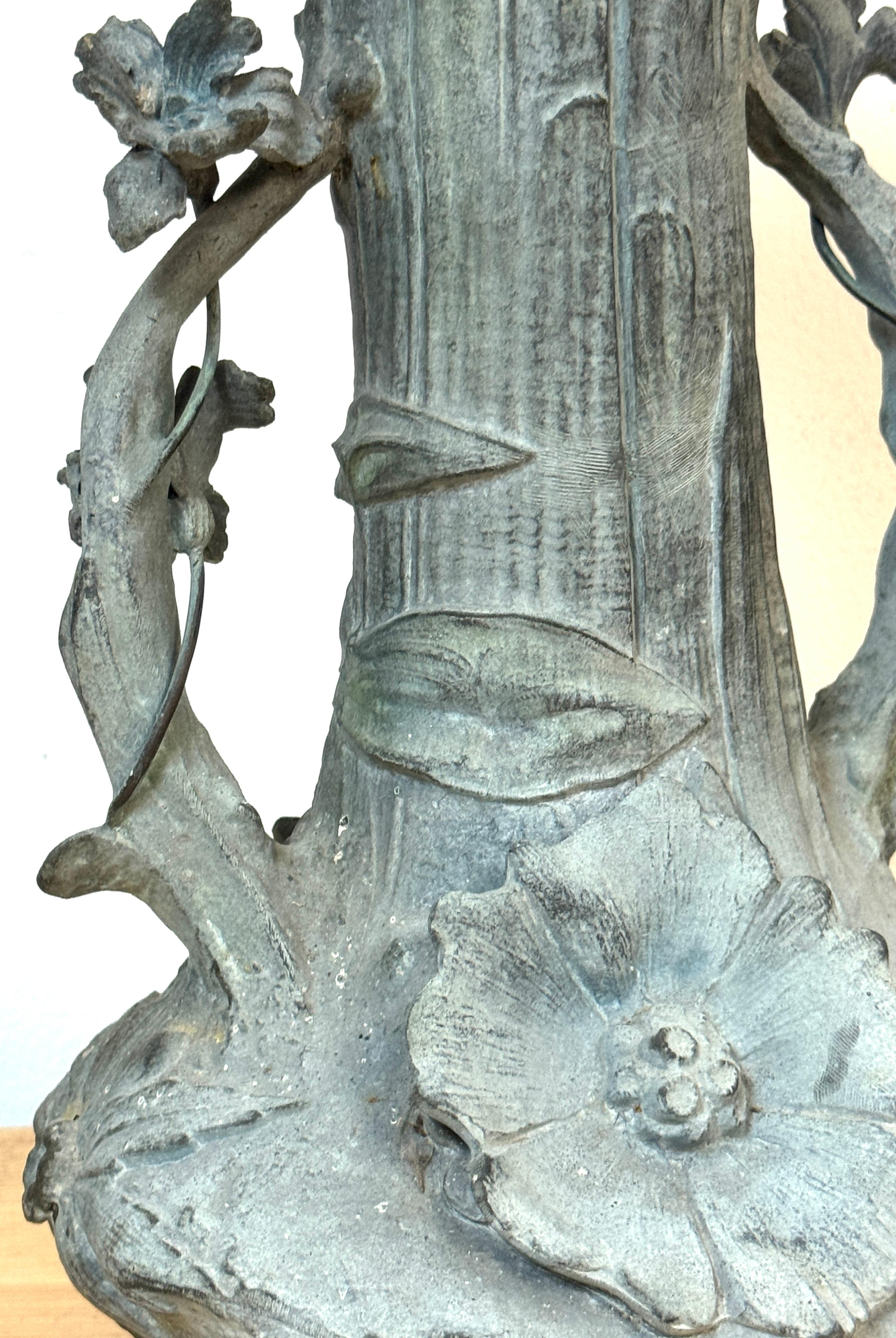 Art Nouveau Floral Relief Vase in Cast Zinc, Attributed to Kayserzinn, C. 1900s For Sale 2