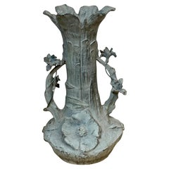 Art Nouveau Floral Relief Vase in Cast Zinc, Attributed to Kayserzinn, C. 1900s