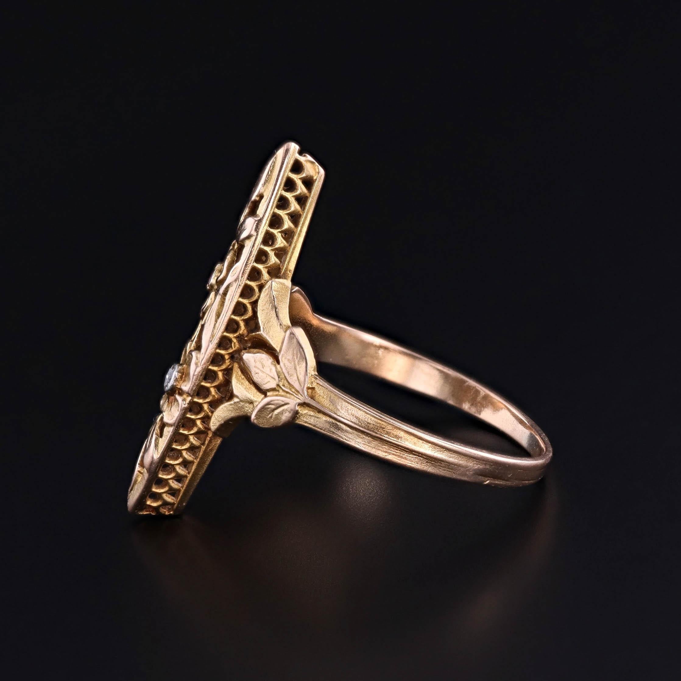 Jugendstil-Rubin- und Diamantring aus 18k Gold (Viktorianisch) im Angebot