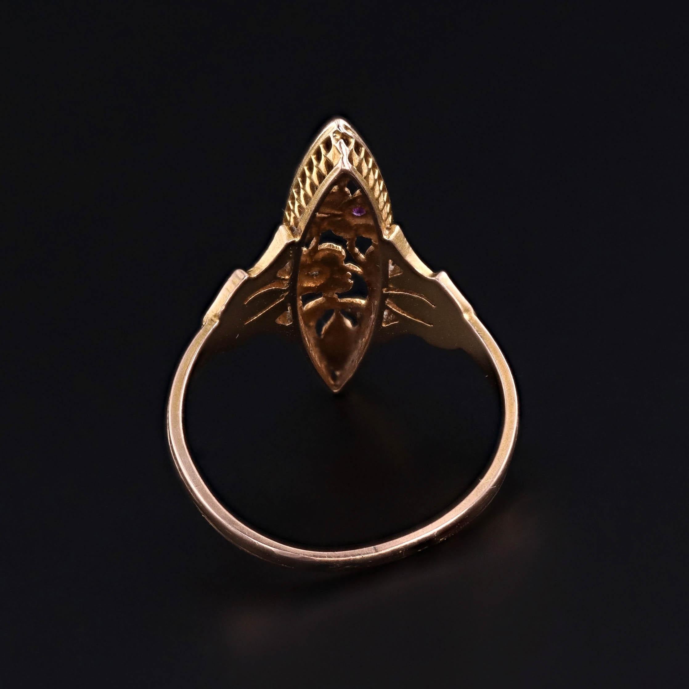 Jugendstil-Rubin- und Diamantring aus 18k Gold im Zustand „Gut“ im Angebot in Lewisburg, PA