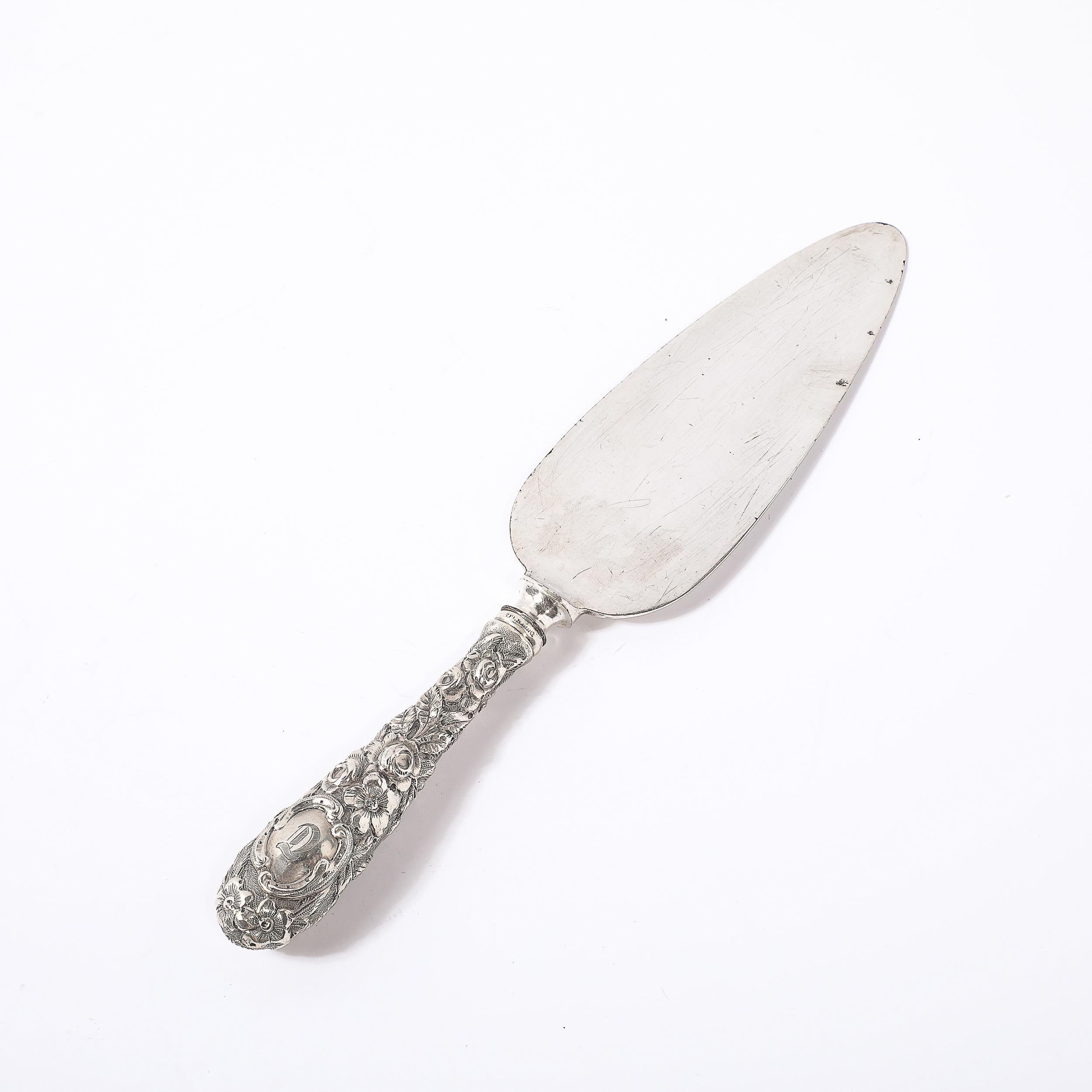 Jugendstil florale Sterling Silber Tortenheber mit D Monogramm von Kirk Stieff im Angebot 2
