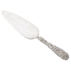 Jugendstil florale Sterling Silber Tortenheber mit D Monogramm von Kirk Stieff