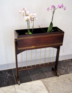Art Nouveau Flower Container Mahogany Stained Brass Inlays Vienna, circa 1915