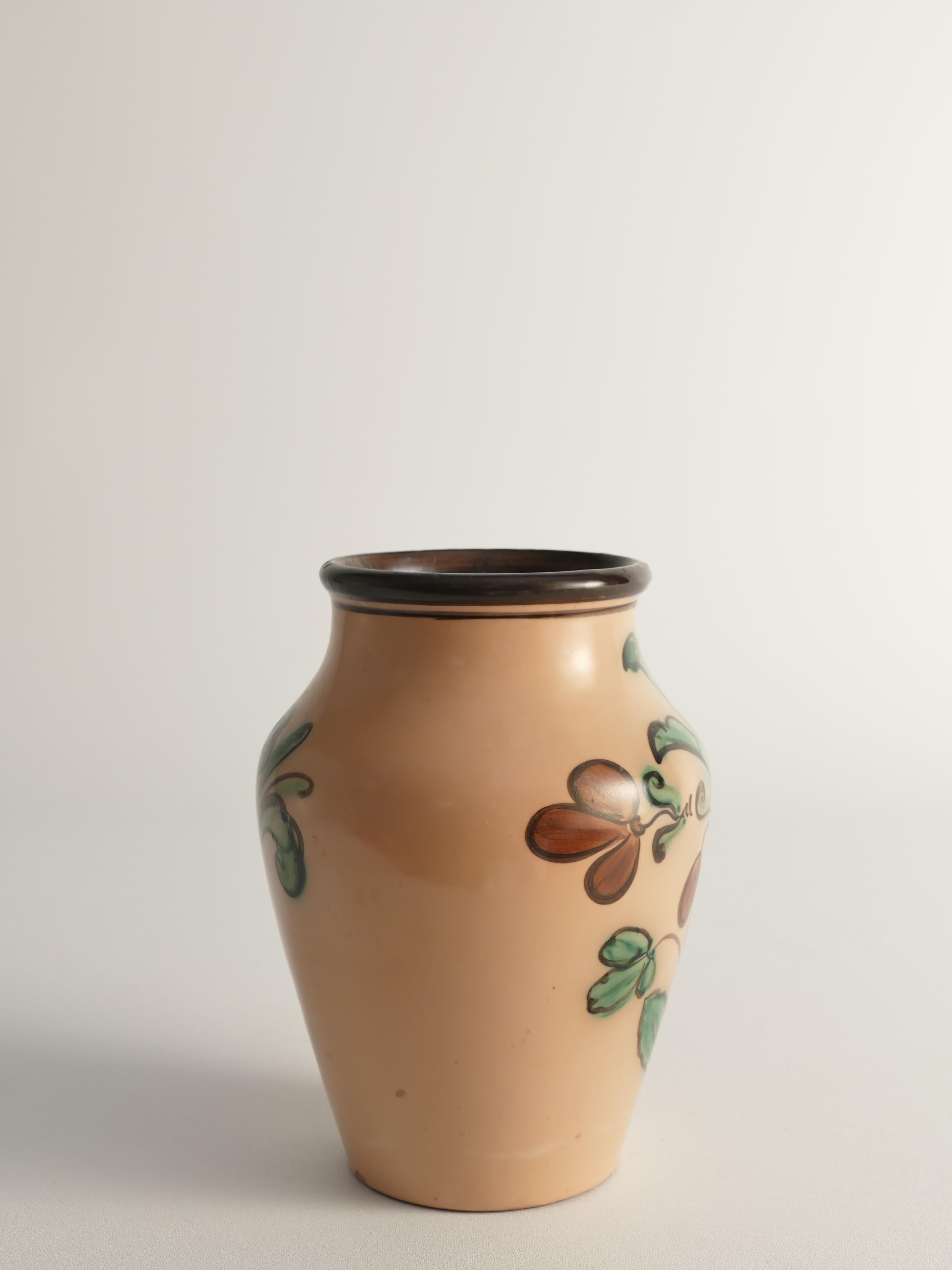 Vernissé Vase en faïence Art Nouveau à motif de fleurs par Sala, Suède, années 1920 en vente
