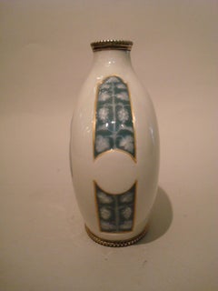 Florero Art Nouveau de porcelana de Limoges y plata de Joe Descomps