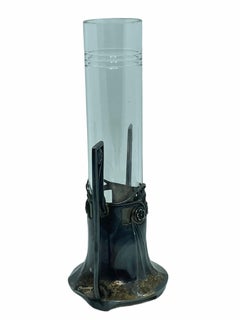 Art Nouveau Flower Vase Silver-Plated Frame Antique, Austria, 1900s