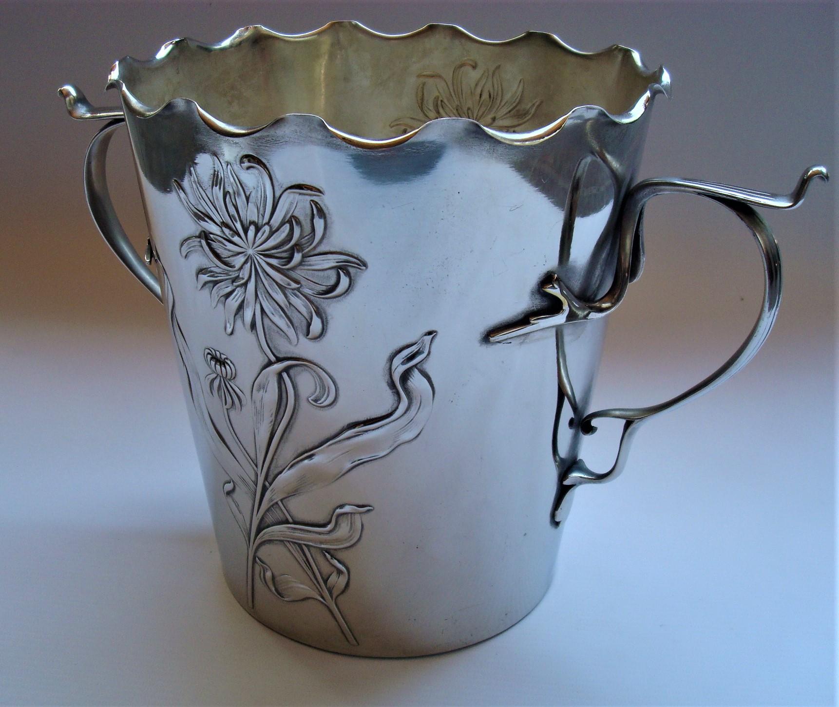 Art Nouveau Flowers Champagne / Wine Bucket Cooler, 1900´s For Sale 2