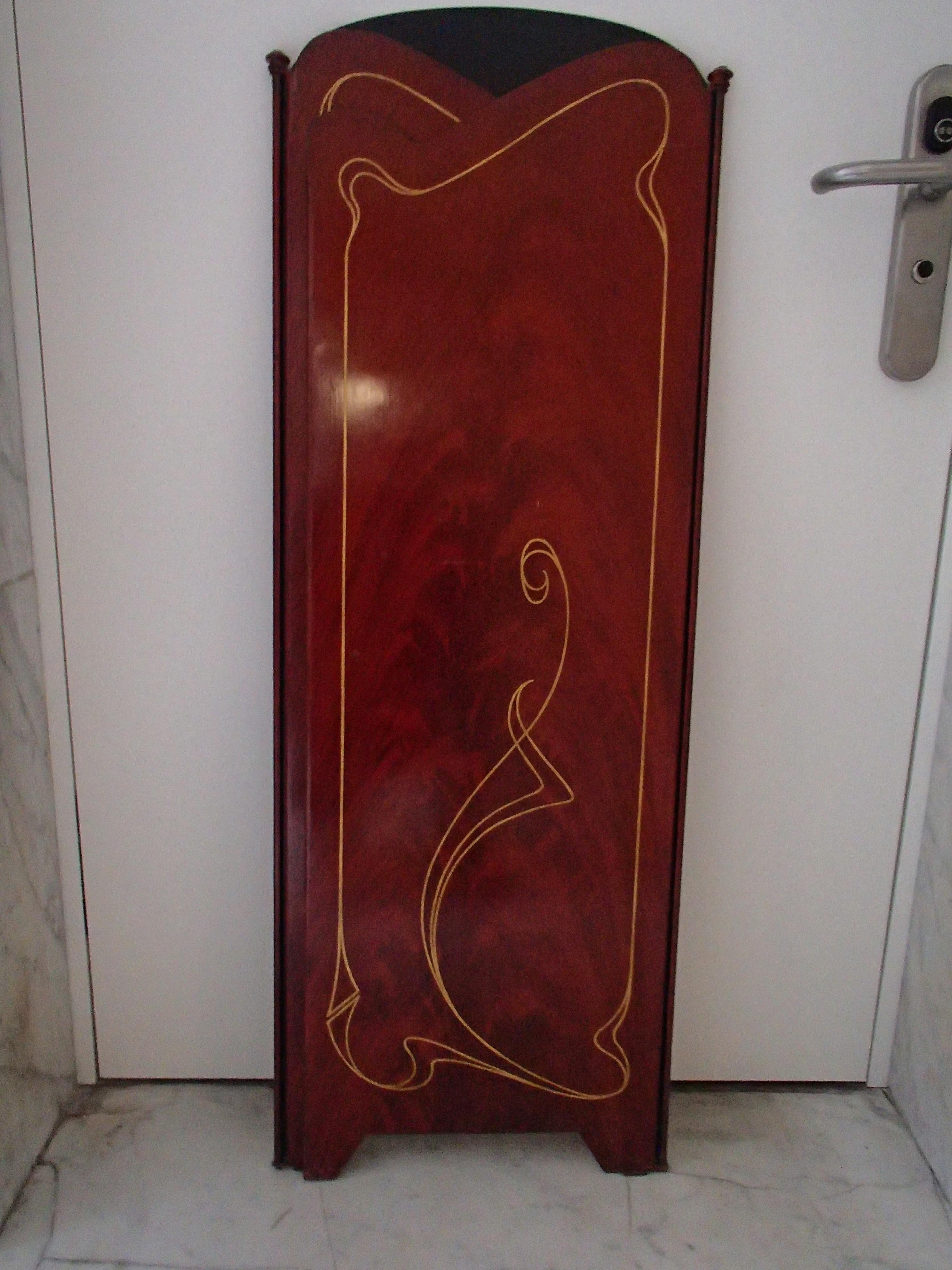 Art Nouveau Foldable Firescreen with Painting For Sale 11
