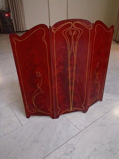 Art Nouveau Foldable Firescreen with Painting