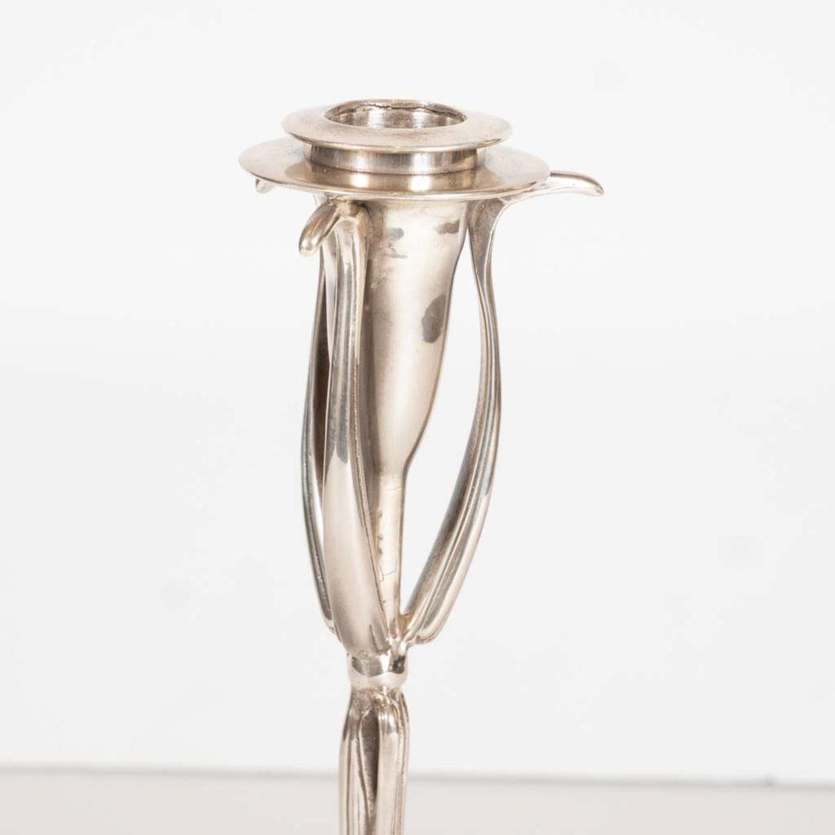 Art Nouveau Foliate Candlestick In Good Condition For Sale In Tarrytown, NY