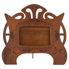 Art Nouveau Folk Art Hand-Carved Wooden Picture Frame ca. 1900