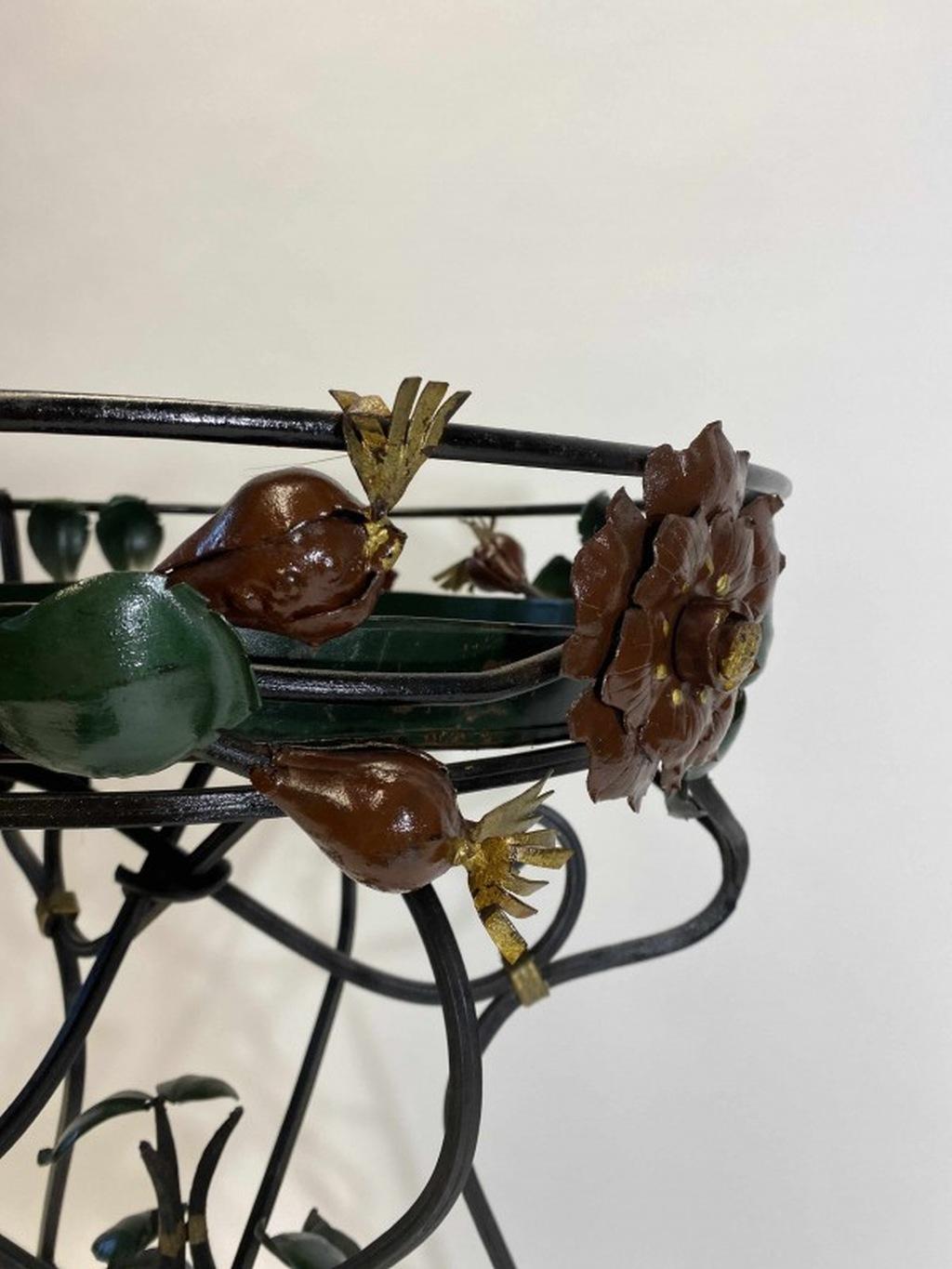 Metal Art Nouveau Forged Flower Stand For Sale