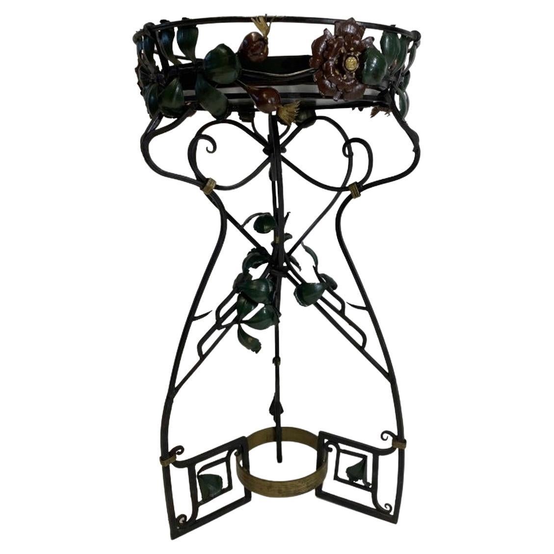 Art Nouveau Forged Flower Stand For Sale