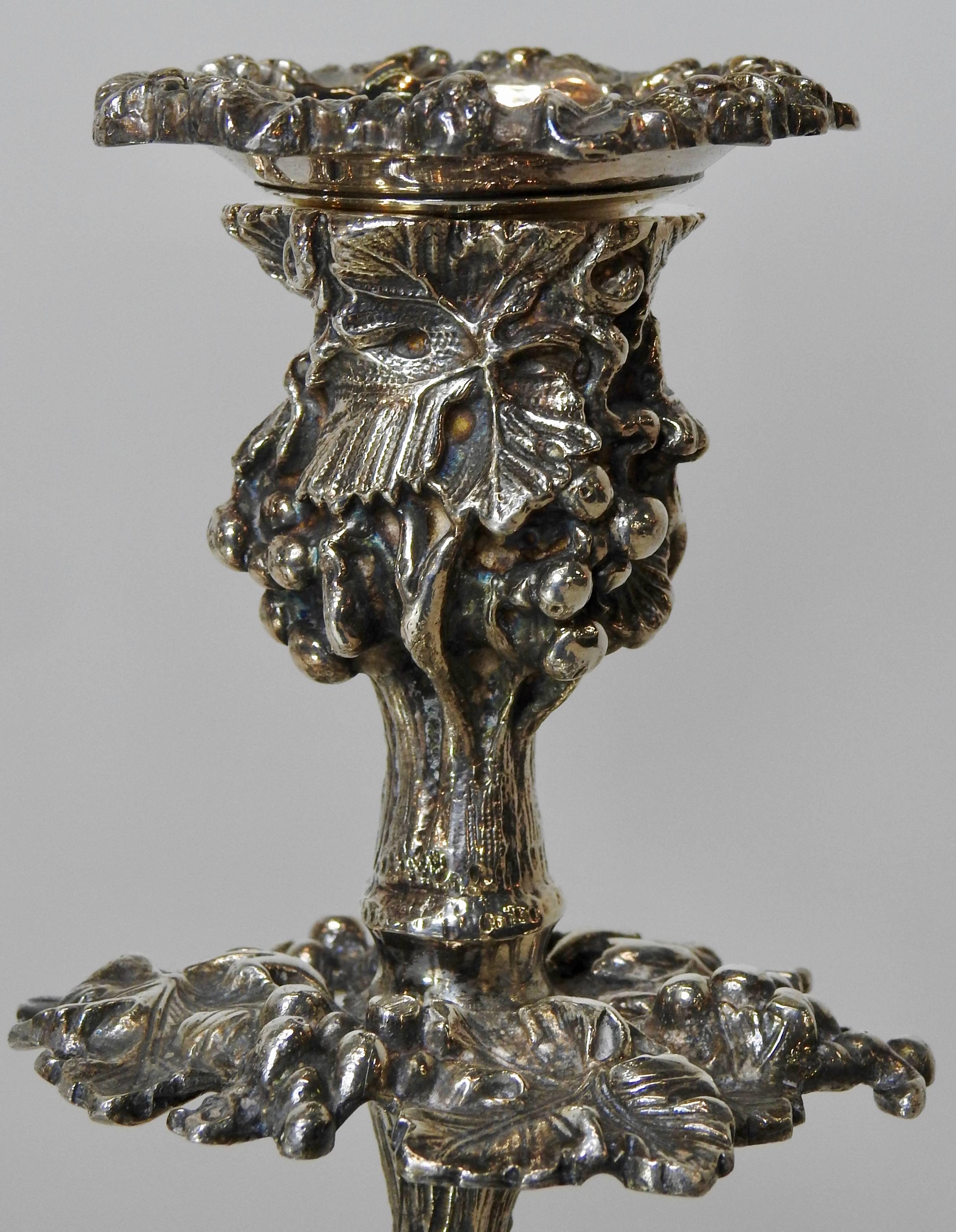 Art Nouveau Four-Arm Silver Plate Epergne Candelabra with Engraved Glass Bowl For Sale 4