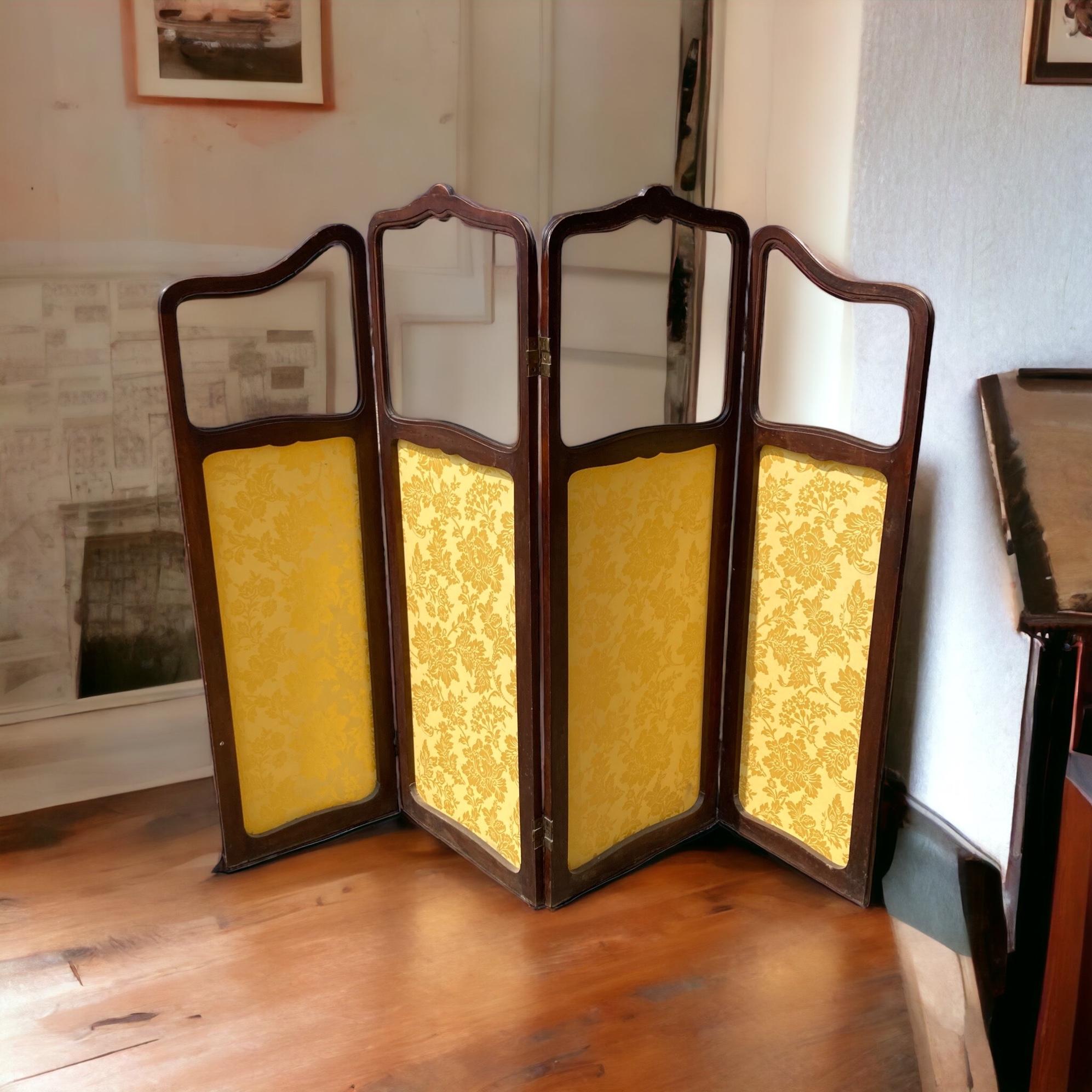 Art Nouveau four panel screen In Good Condition For Sale In Bishop's Stortford, GB
