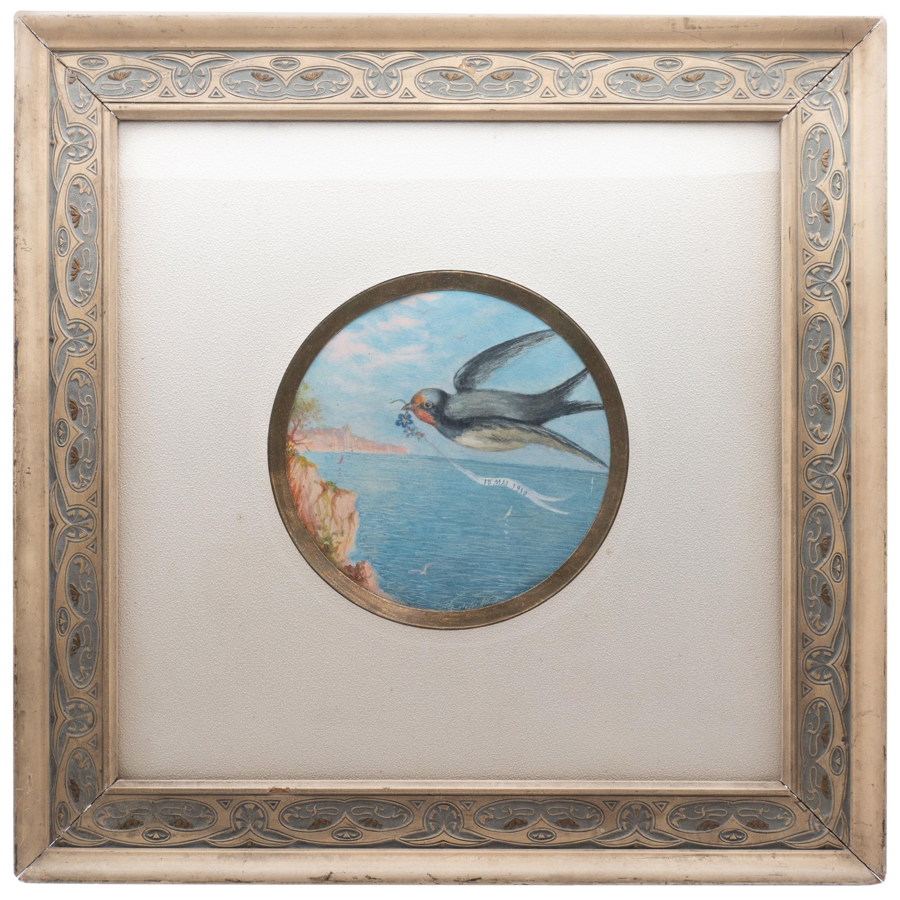 Art Nouveau Framed Flying Bird
