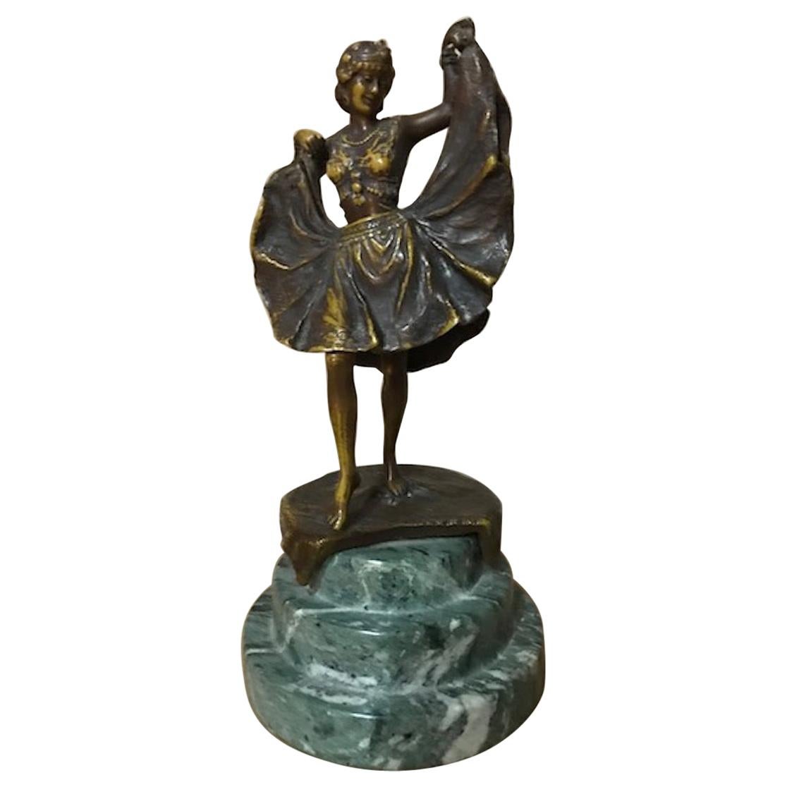 Very nice Art nouveau Franz Xavier Bergman oriental dancer Vienna bronze from the 1900s on a marble base.
Bergman was signing his creations with either a 