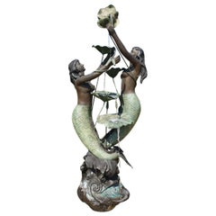 Antique Art Nouveau Free-Standing Bronze Fountain, Beginning of the 20th Century