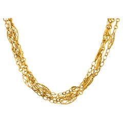 Art Nouveau French 18k Chain Necklace 61.5"