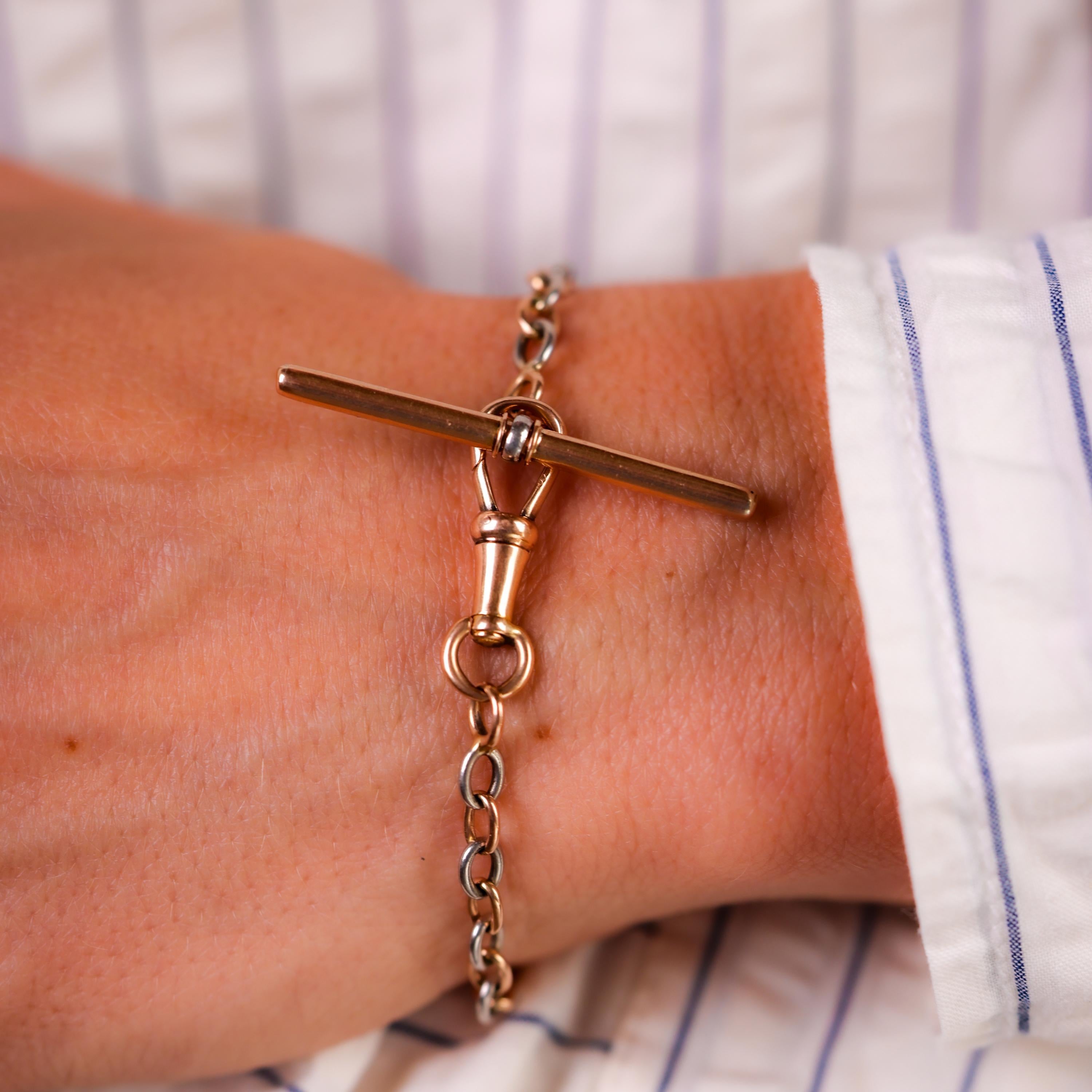 Women's or Men's Art Nouveau French 18K Rose Gold Bracelet For Sale