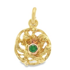 Pendentif français Art Nouveau en or jaune 18 carats démantoïde, vers 1860