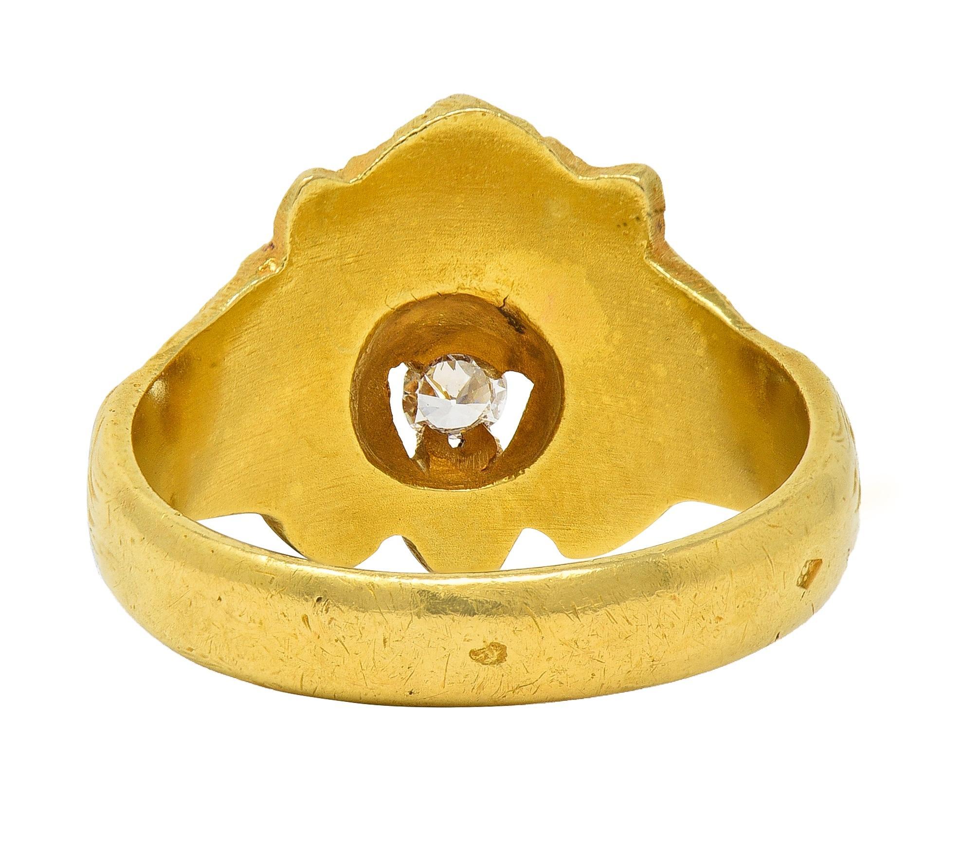 Donna Anello Leone antico in stile Art Nouveau francese del 1924 con diamante in oro giallo 18 carati in vendita