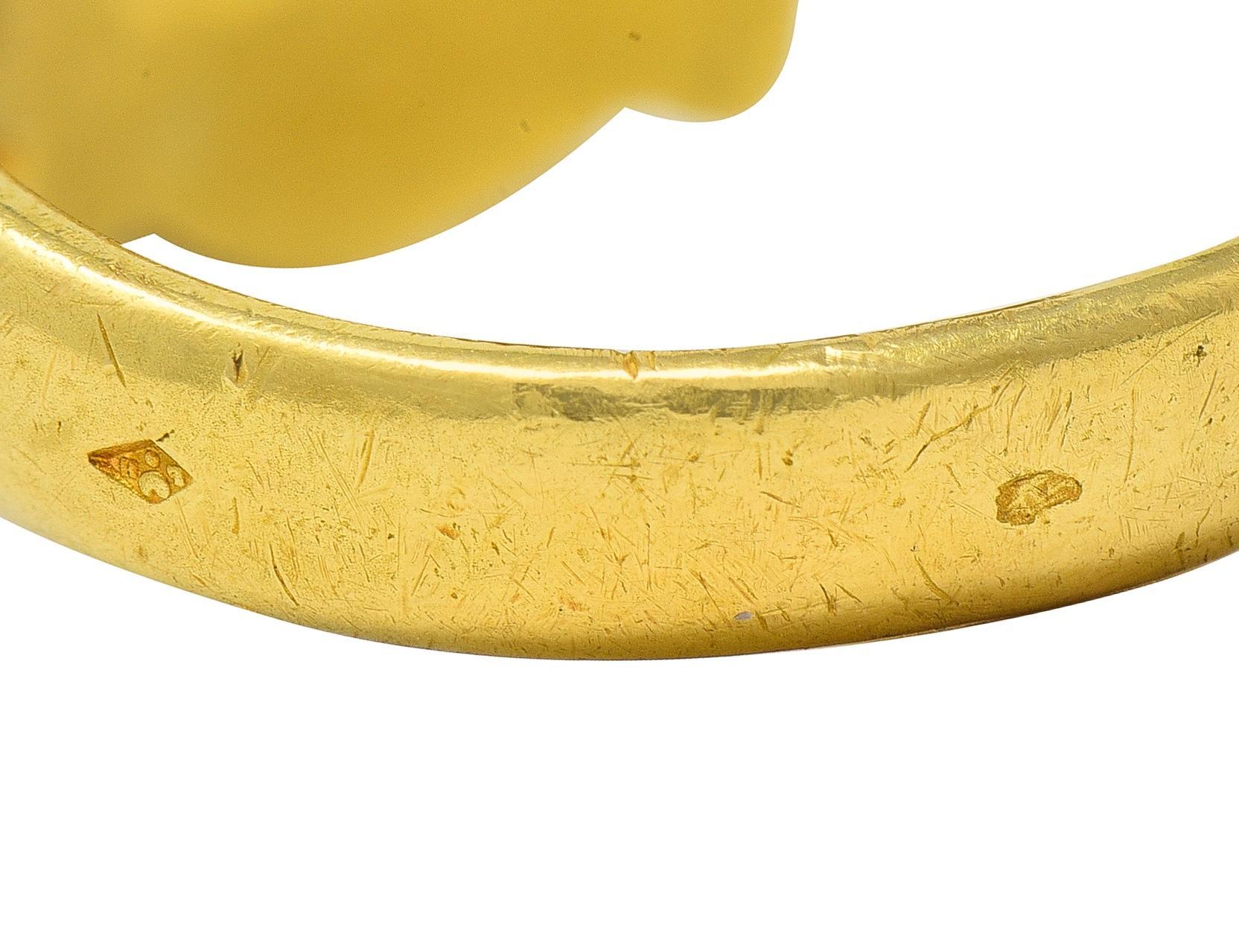 Anello Leone antico in stile Art Nouveau francese del 1924 con diamante in oro giallo 18 carati in vendita 4