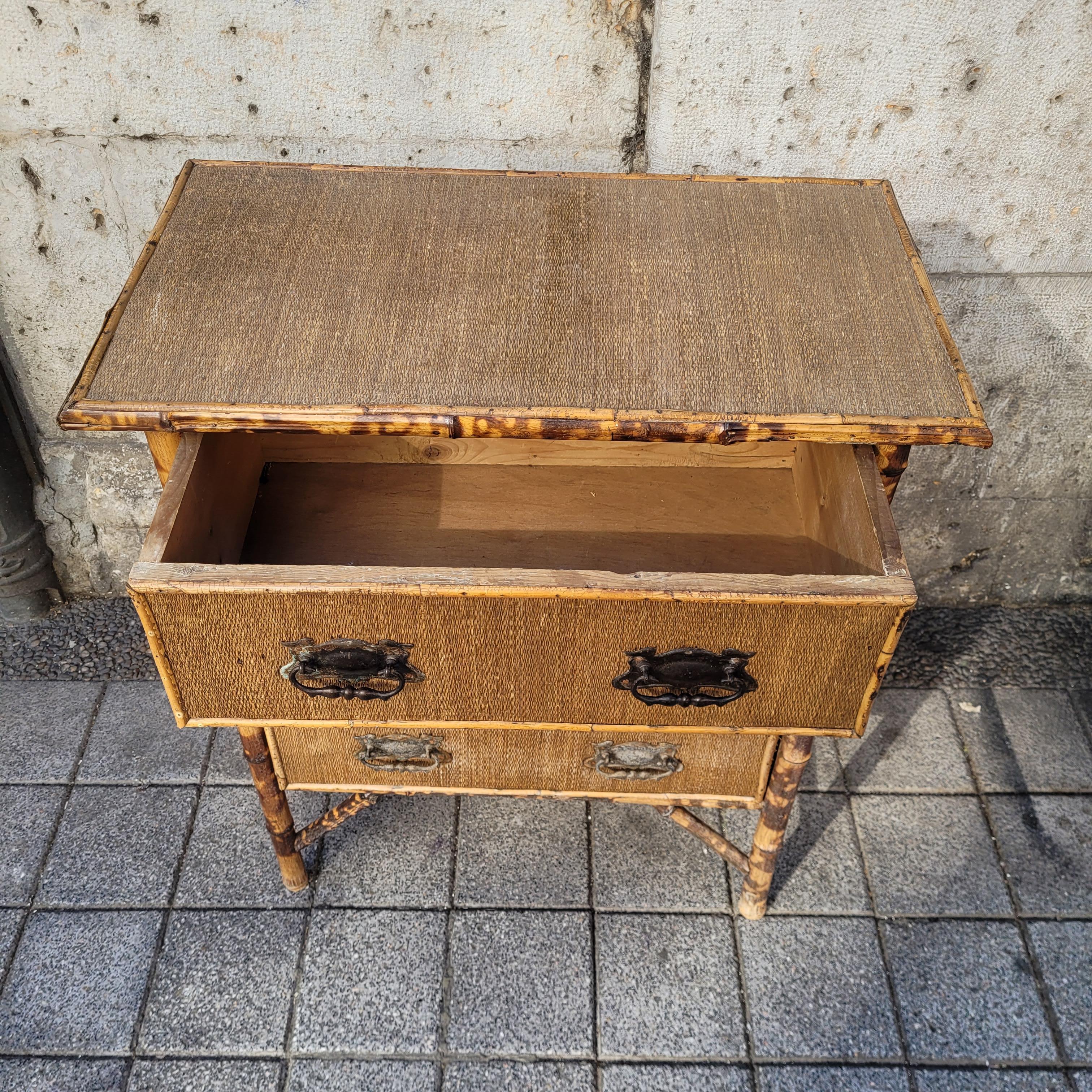 Art Nouveau Französisch Bambus und Rattan Kommode Orientalismus im Angebot 9