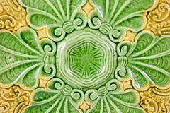 Art Nouveau Francés Barbotina Mayólica Conchas en Paisley Patrón Plato de Ostra