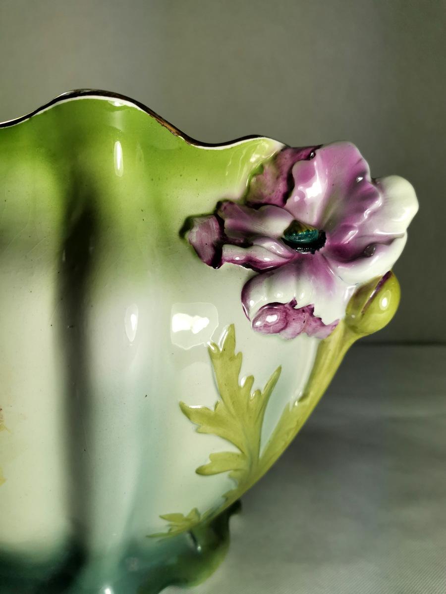 Hand-Painted Art Nouveau French Barboutine Cachepot Hand Decorated, 1920