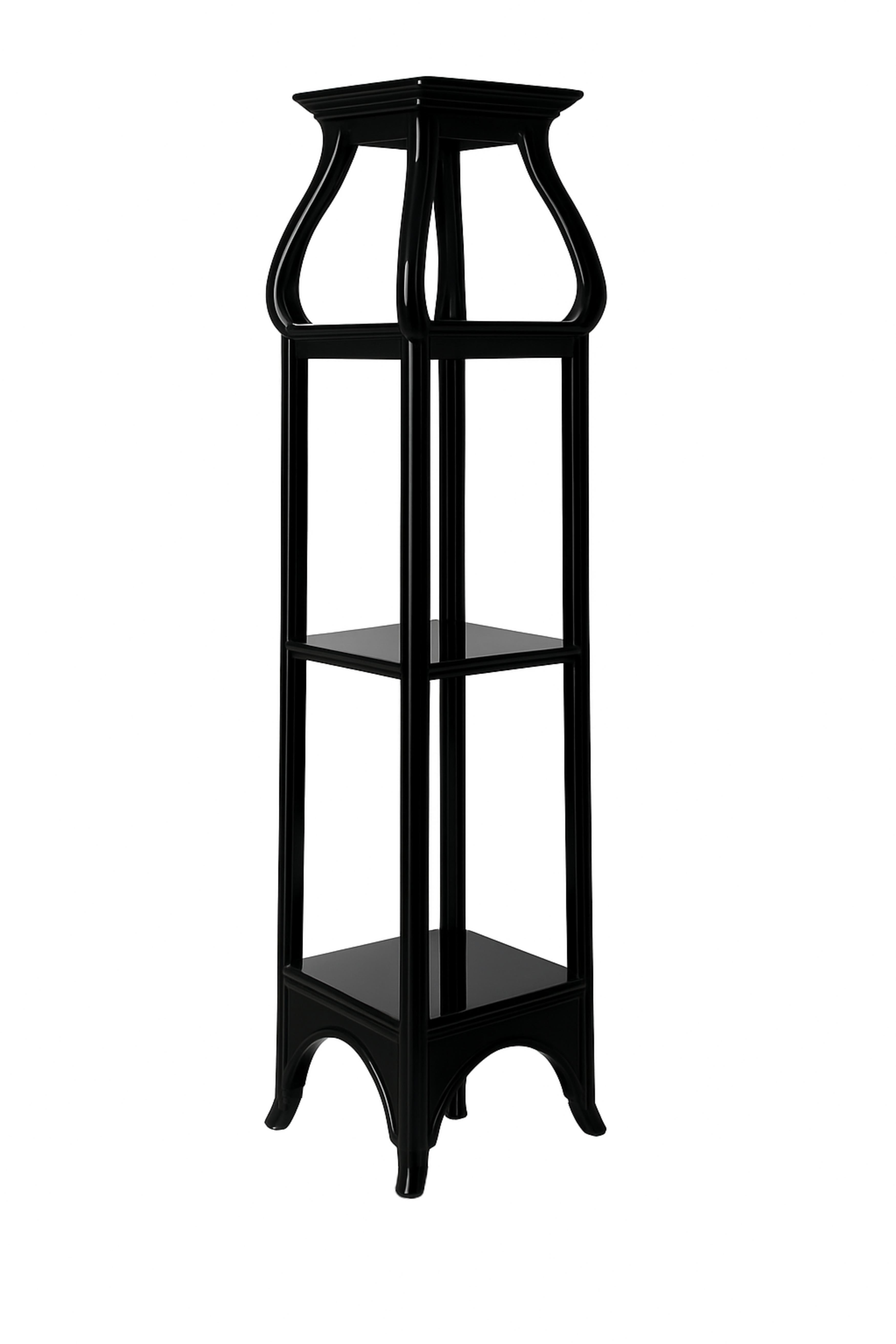 Pedestal de columna francés Art Nouveau de castaño lacado en negro, Siglo XX en venta 4