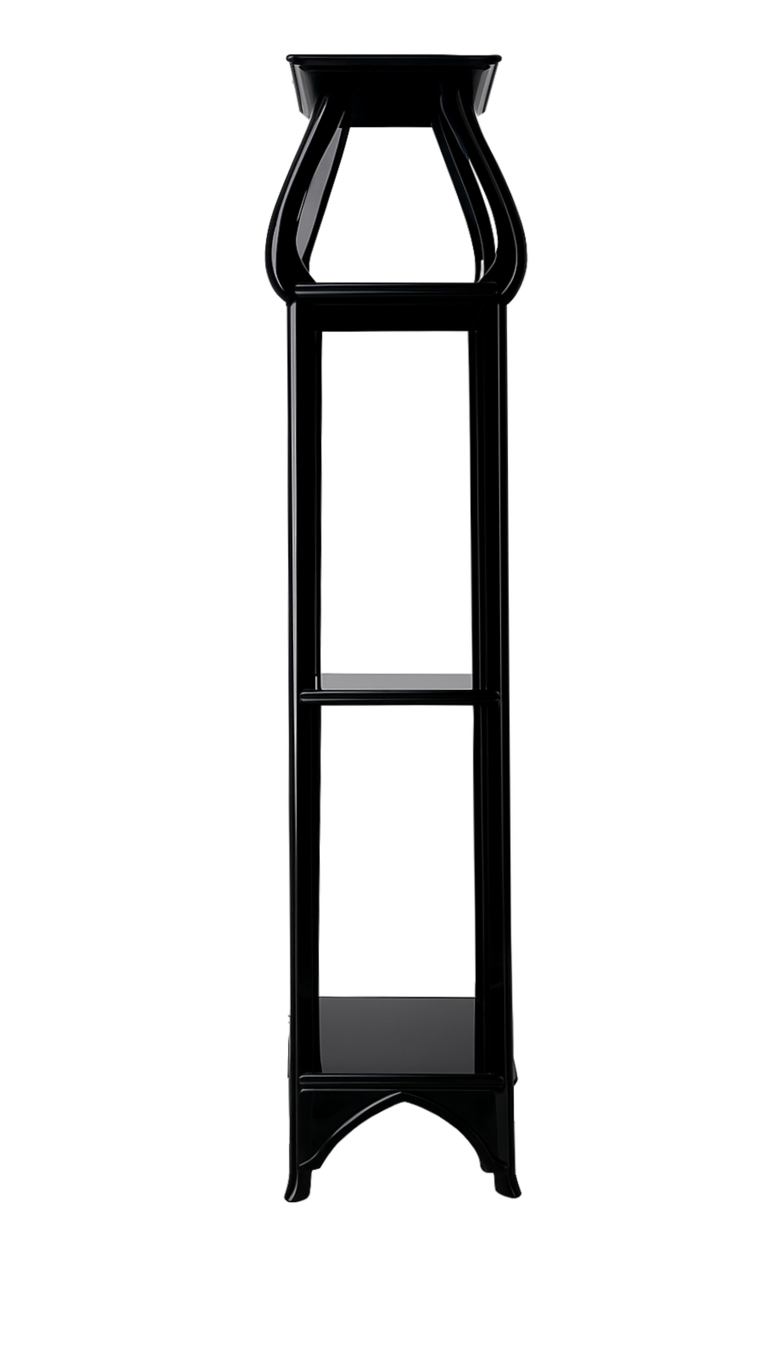 Pedestal de columna francés Art Nouveau de castaño lacado en negro, Siglo XX en venta 5
