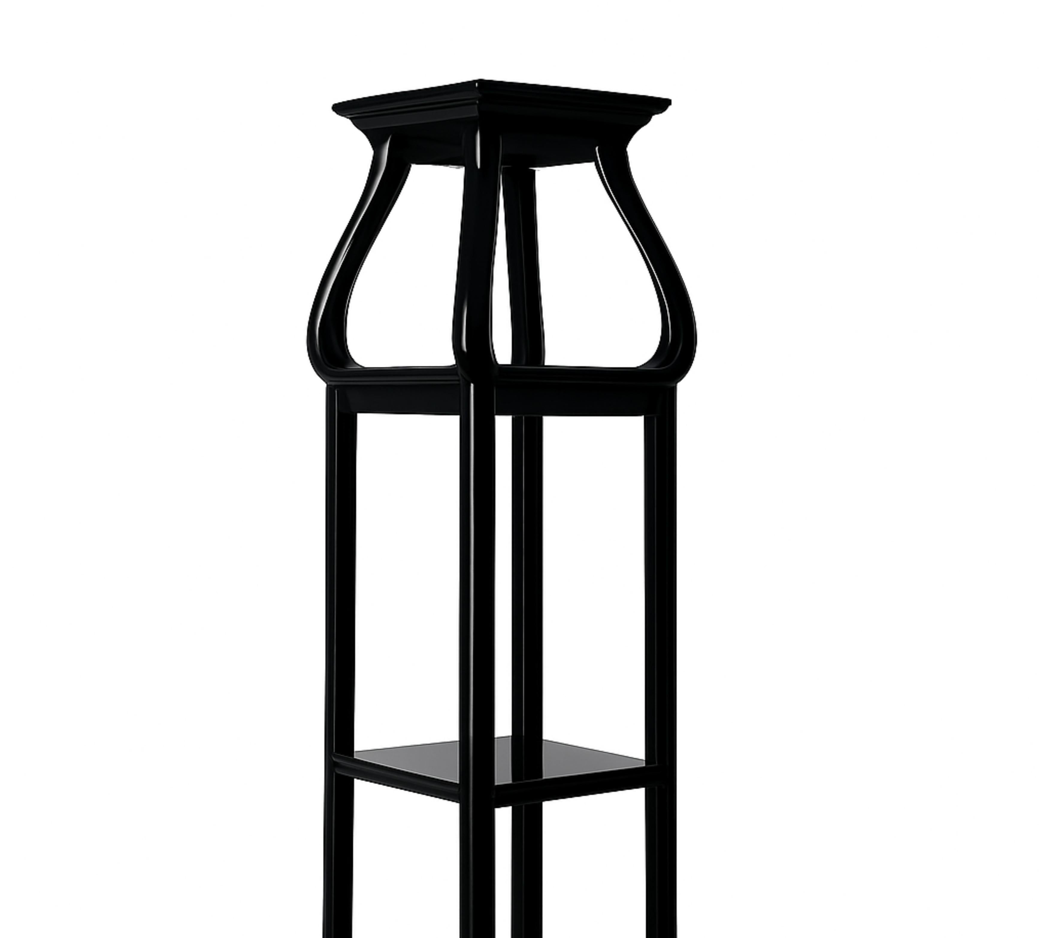 Pedestal de columna francés Art Nouveau de castaño lacado en negro, Siglo XX Francés en venta